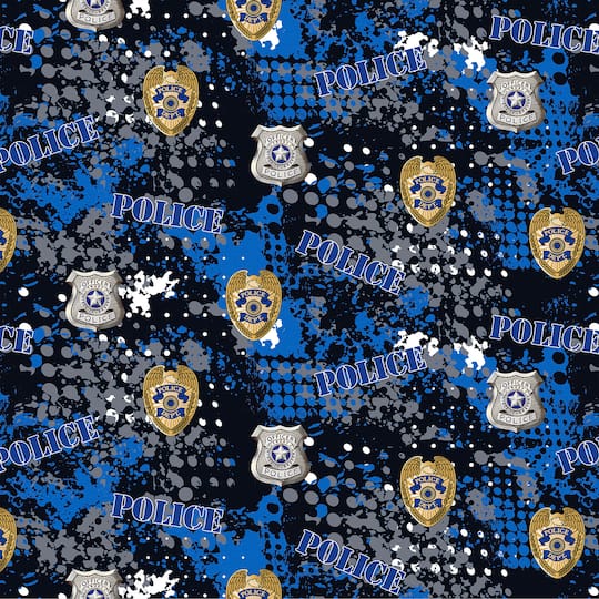 Sykel Police Department Abstract Cotton Fabric